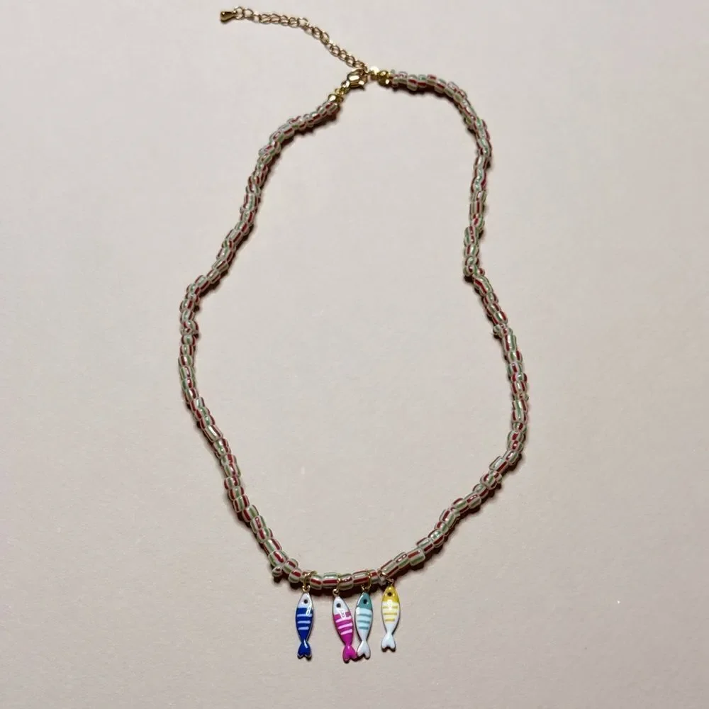 Colorful Fish Charm Necklace S973